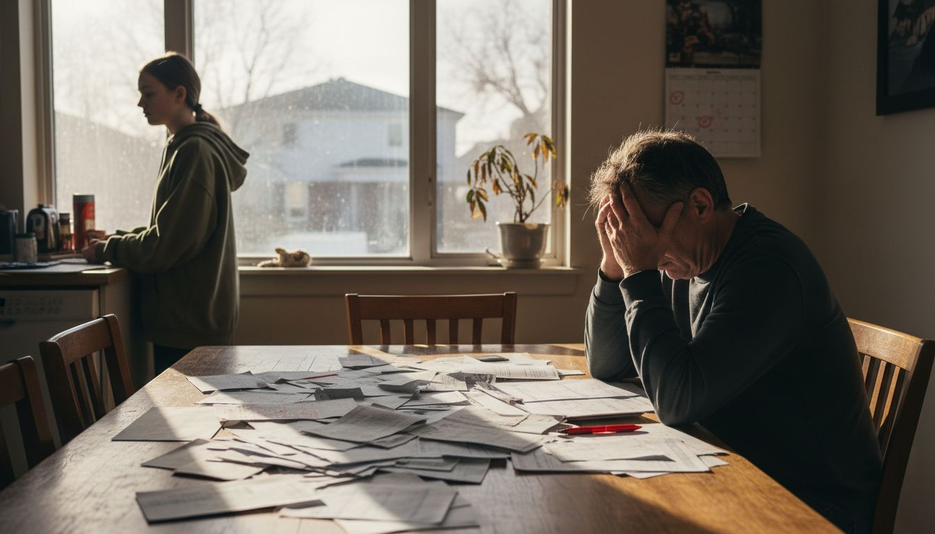 Distraught family coping with teen addiction