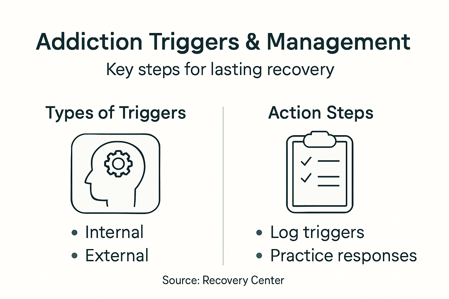 Infographic showing addiction triggers and steps