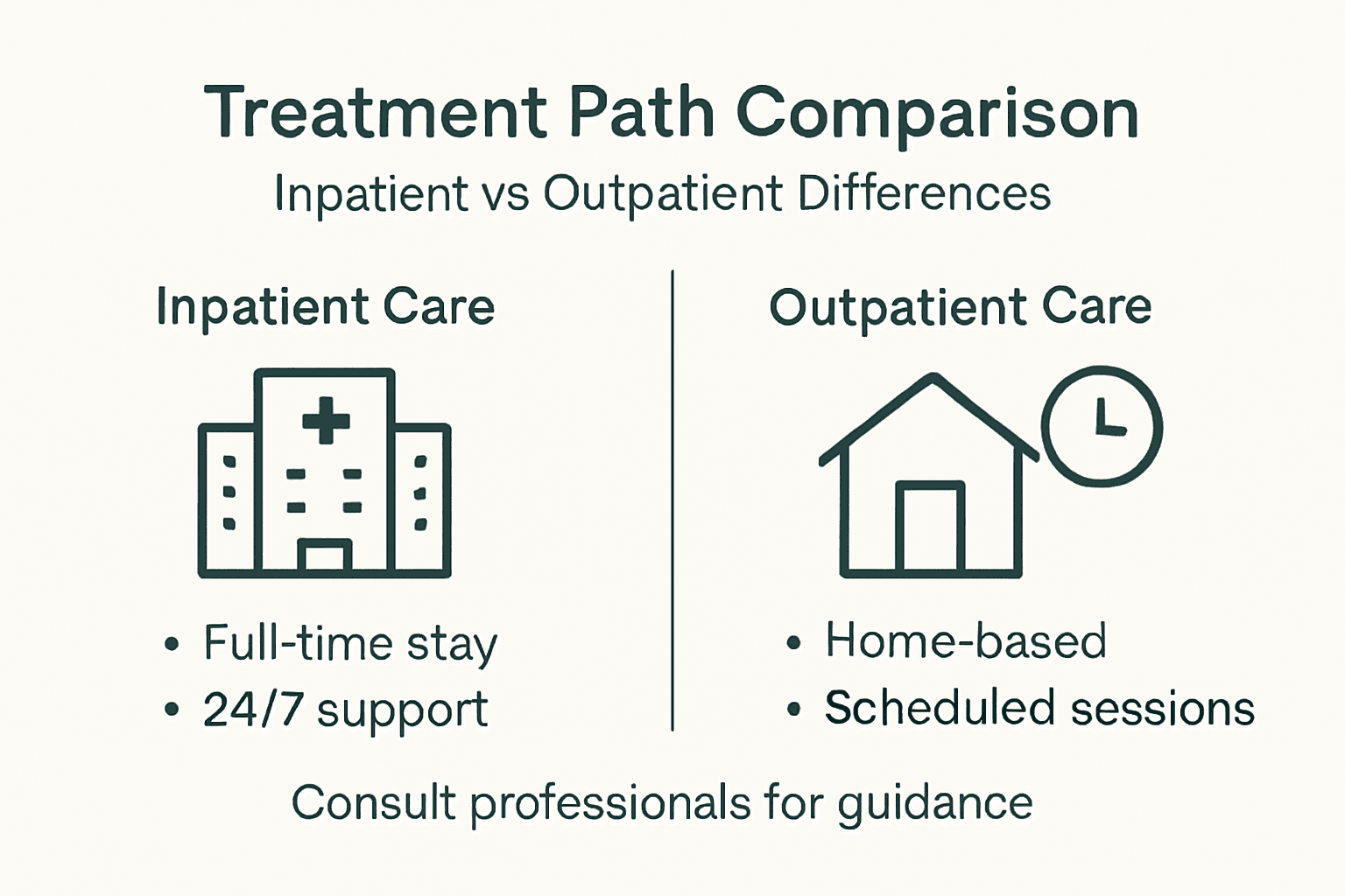 Infographic showing inpatient versus outpatient differences