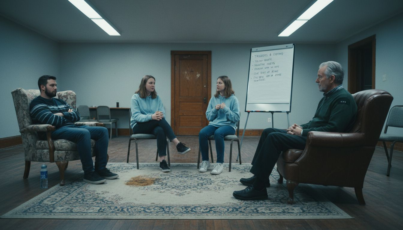 Group counseling session for addiction recovery