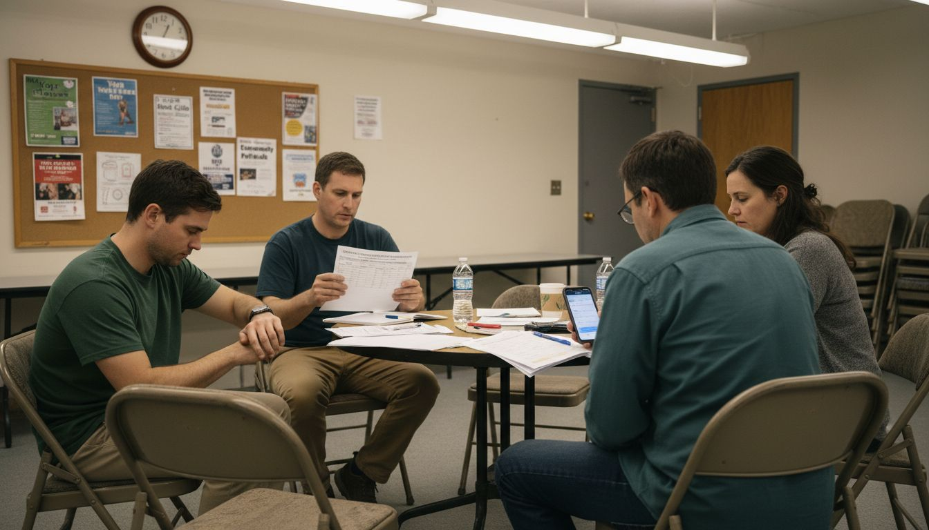 Group discussing flexible treatment session options