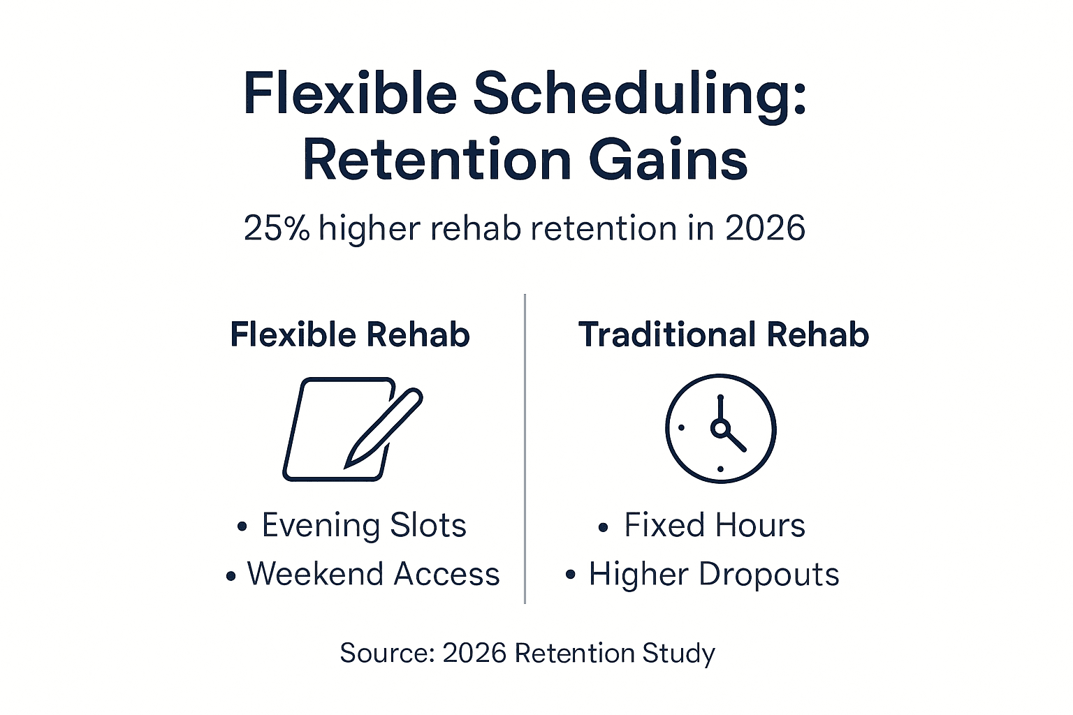 Infographic showing flexible rehab retention gains
