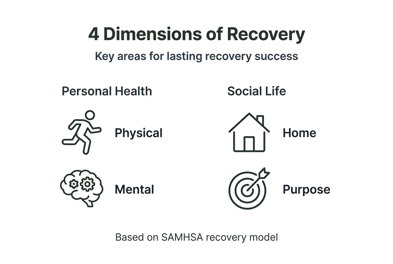 Infographic outlining four dimensions of recovery