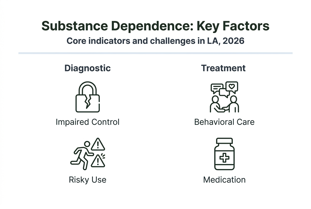 Infographic summarizing substance dependence factors