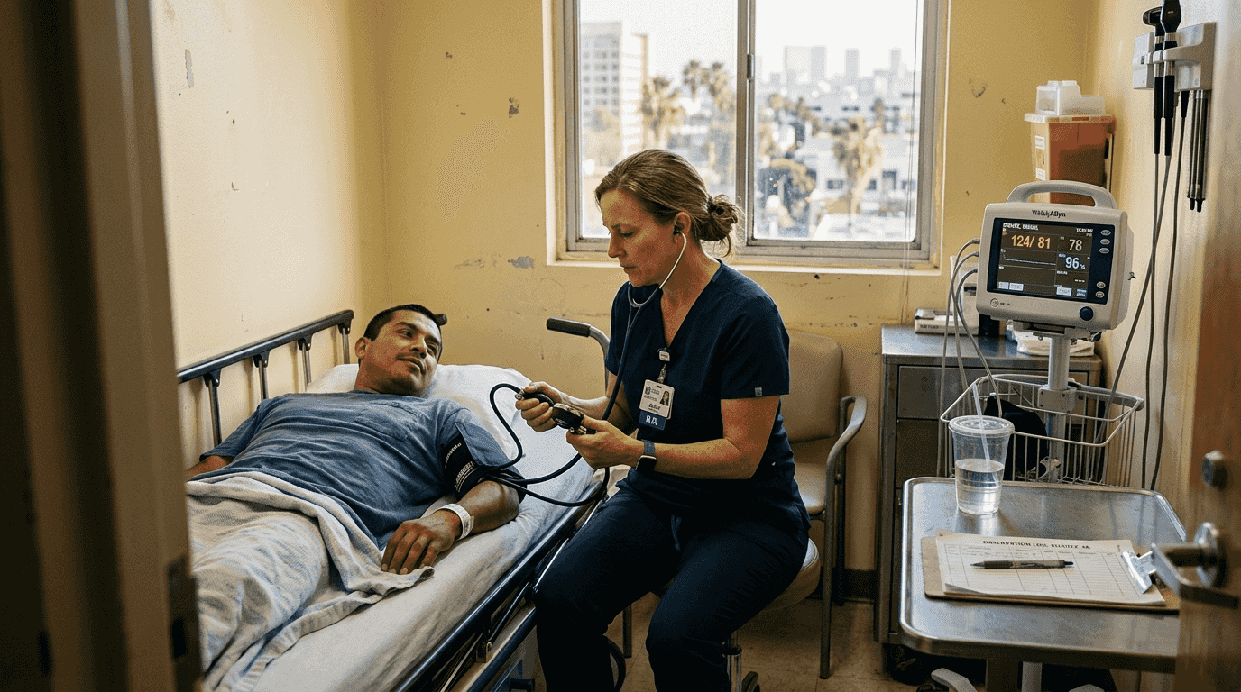 Nurse monitoring patient during detox process