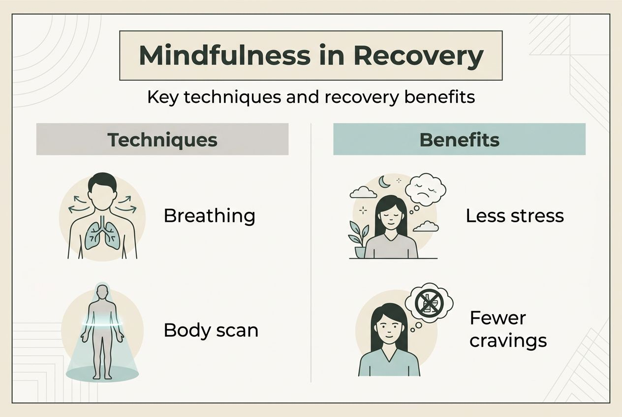 Infographic comparing mindfulness techniques and benefits