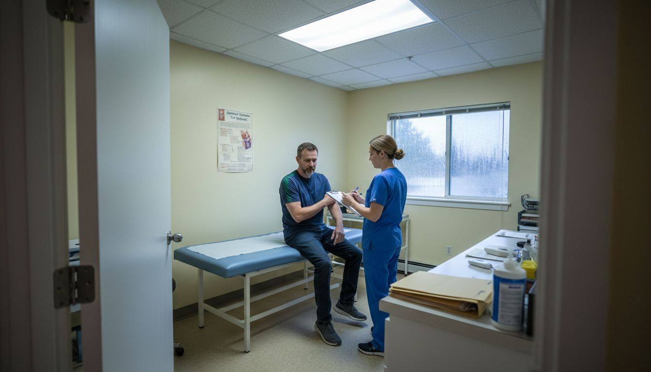 Patient receiving nutritional test in clinic