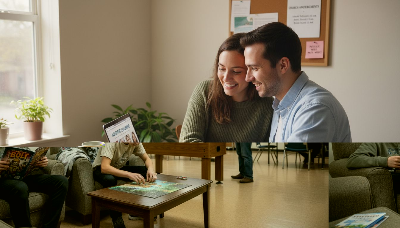 Teens in communal inpatient rehab lounge