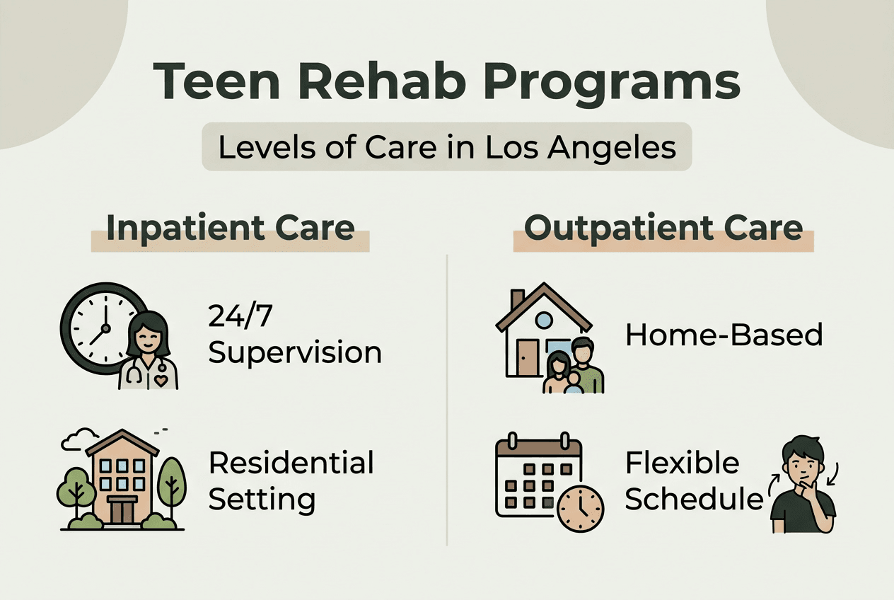 Infographic showing types of teen rehab programs