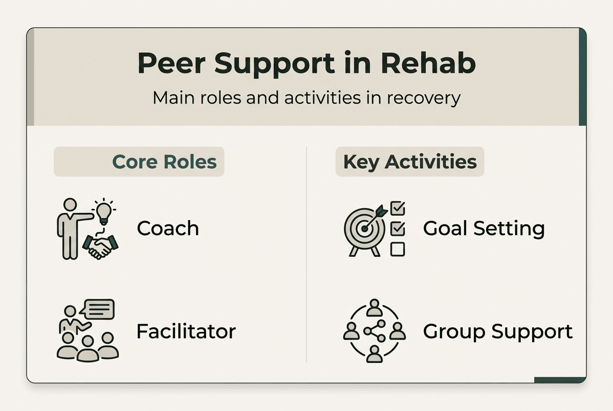 Infographic showing peer support core roles