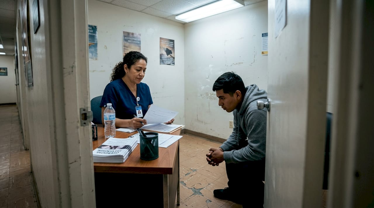 Nurse and patient in LA addiction clinic