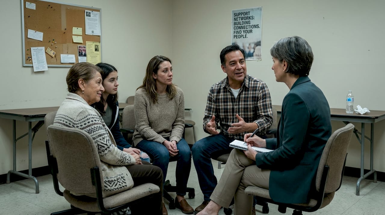 Family group session with clinician present