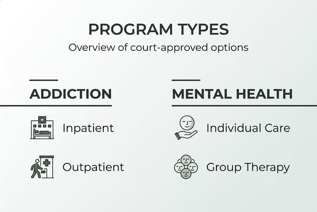 Infographic of types of court-approved programs