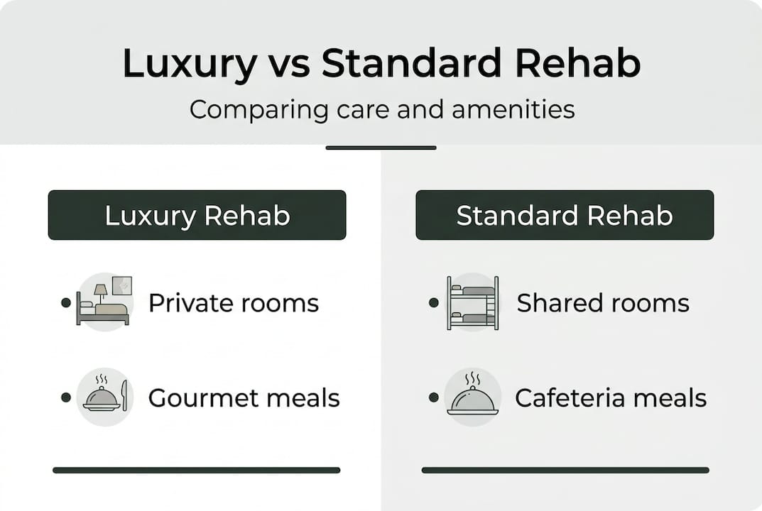 Infographic comparing luxury and standard rehab