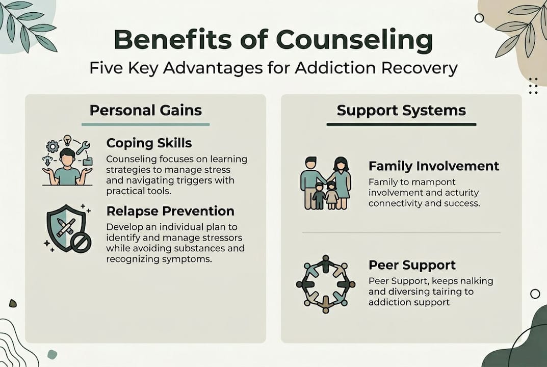 Infographic showing counseling benefits and support