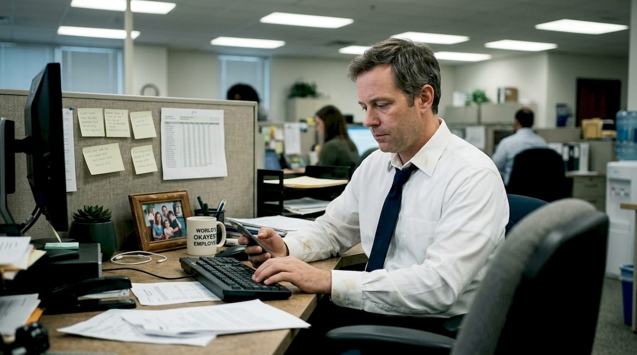 Office worker showing signs of distractibility