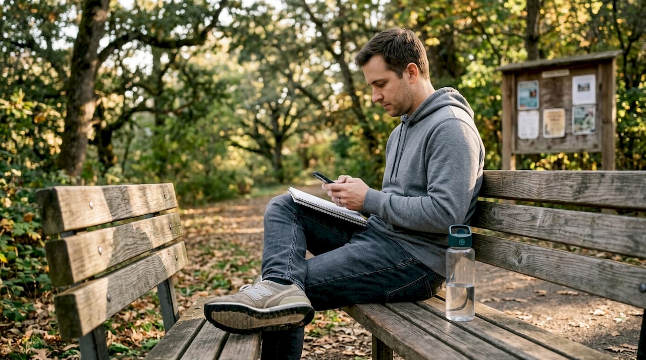 Man reflects on triggers in park setting