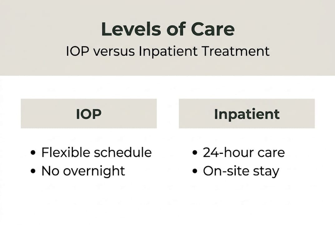 Infographic comparing IOP and inpatient care basics
