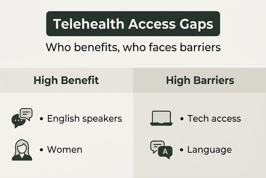 Infographic of telehealth access gaps by group
