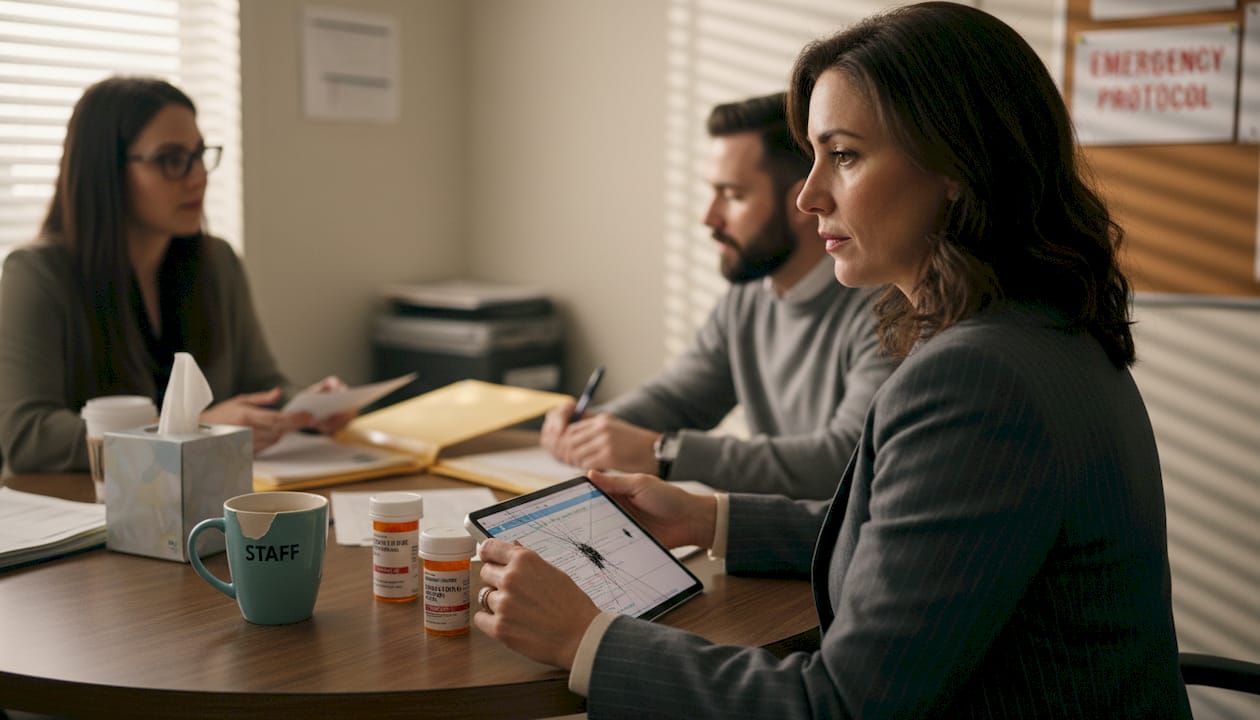 Psychiatrist medication review with care team