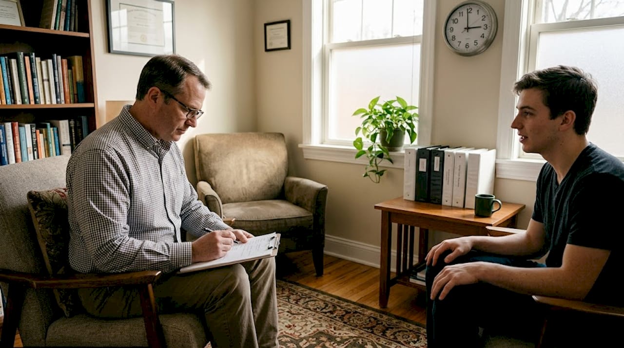 Counselor and client review recovery progress