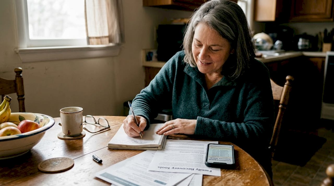 Woman prepares family recovery resources