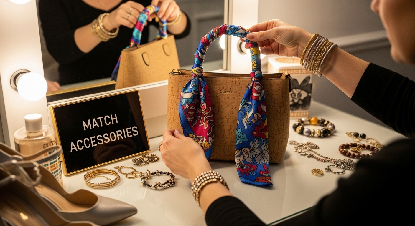 match accessories cork handbag