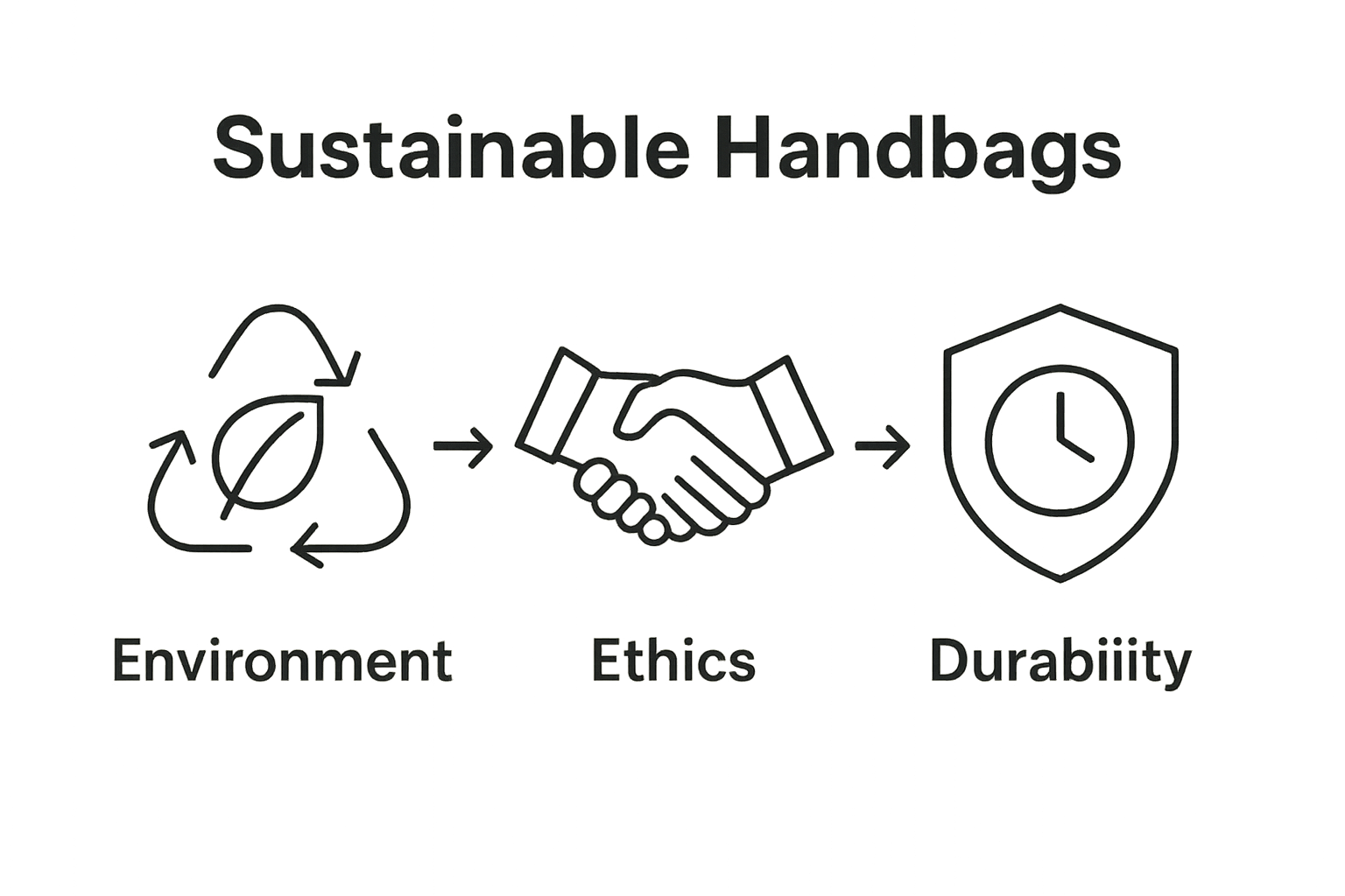 Infographic showing environment, ethics, and durability as key qualities