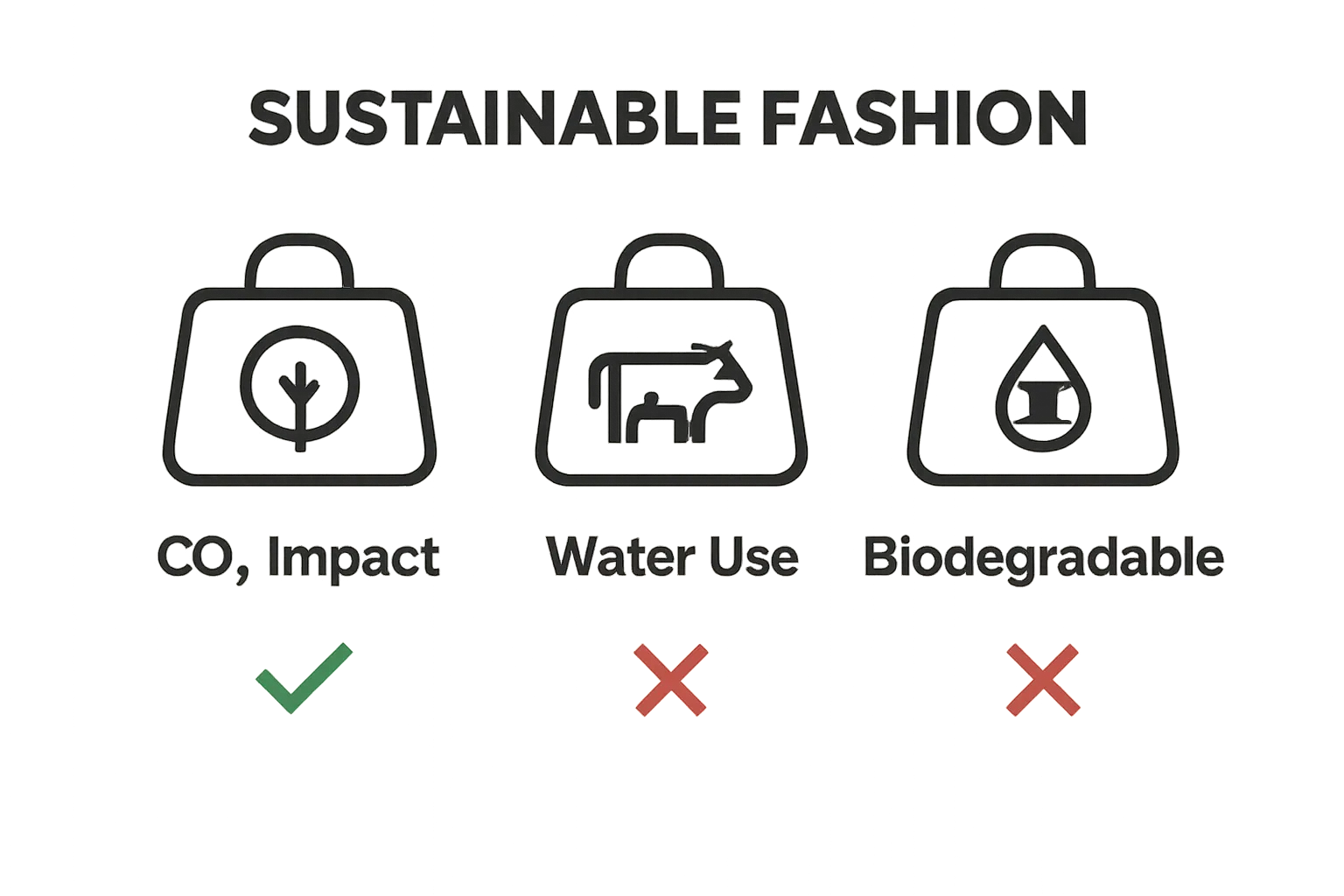 Cork vs leather vs synthetic bag sustainability comparison infographic