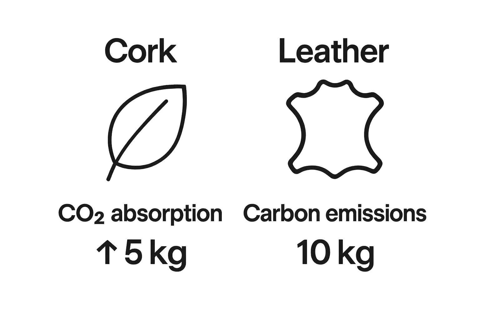 Infographic comparing cork and leather on sustainability