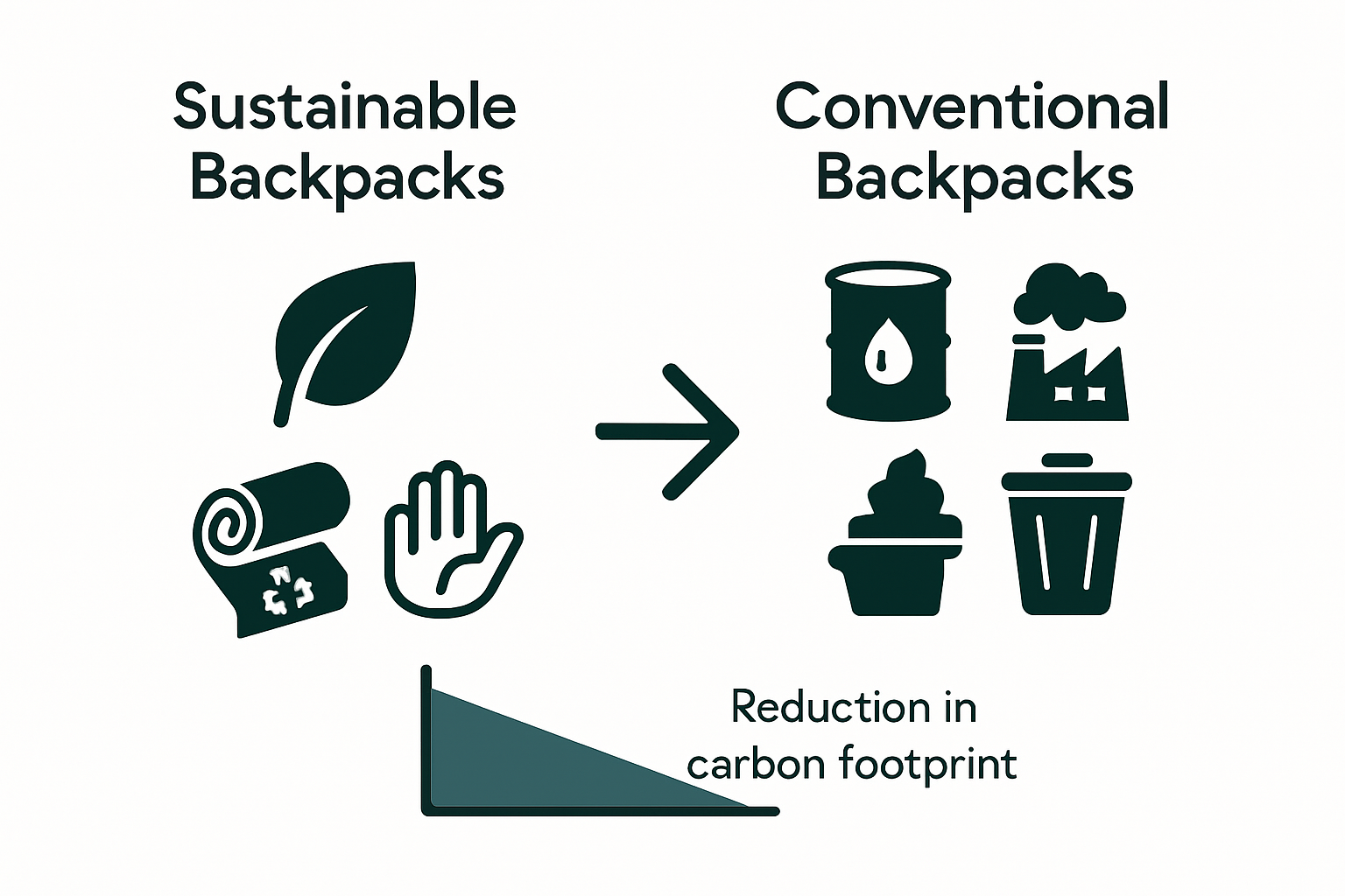 Infographic comparing sustainable and conventional backpacks