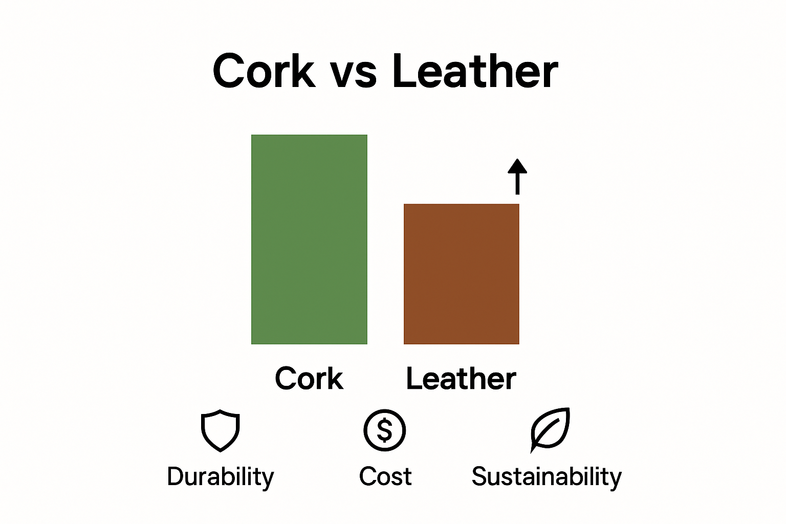 Cork versus leather comparison infographic