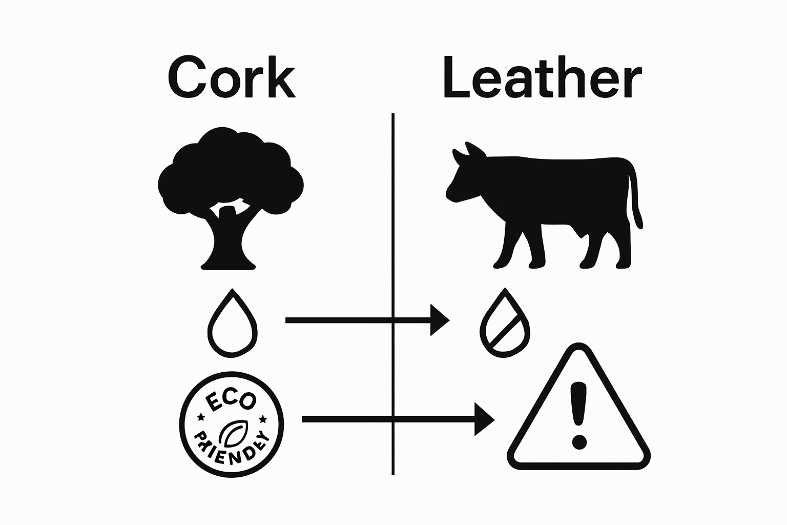 Cork and leather accessories comparison infographic