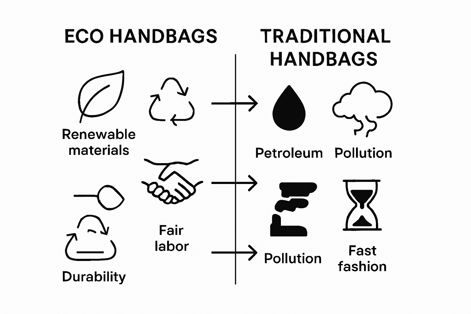 Infographic comparing eco and traditional handbags