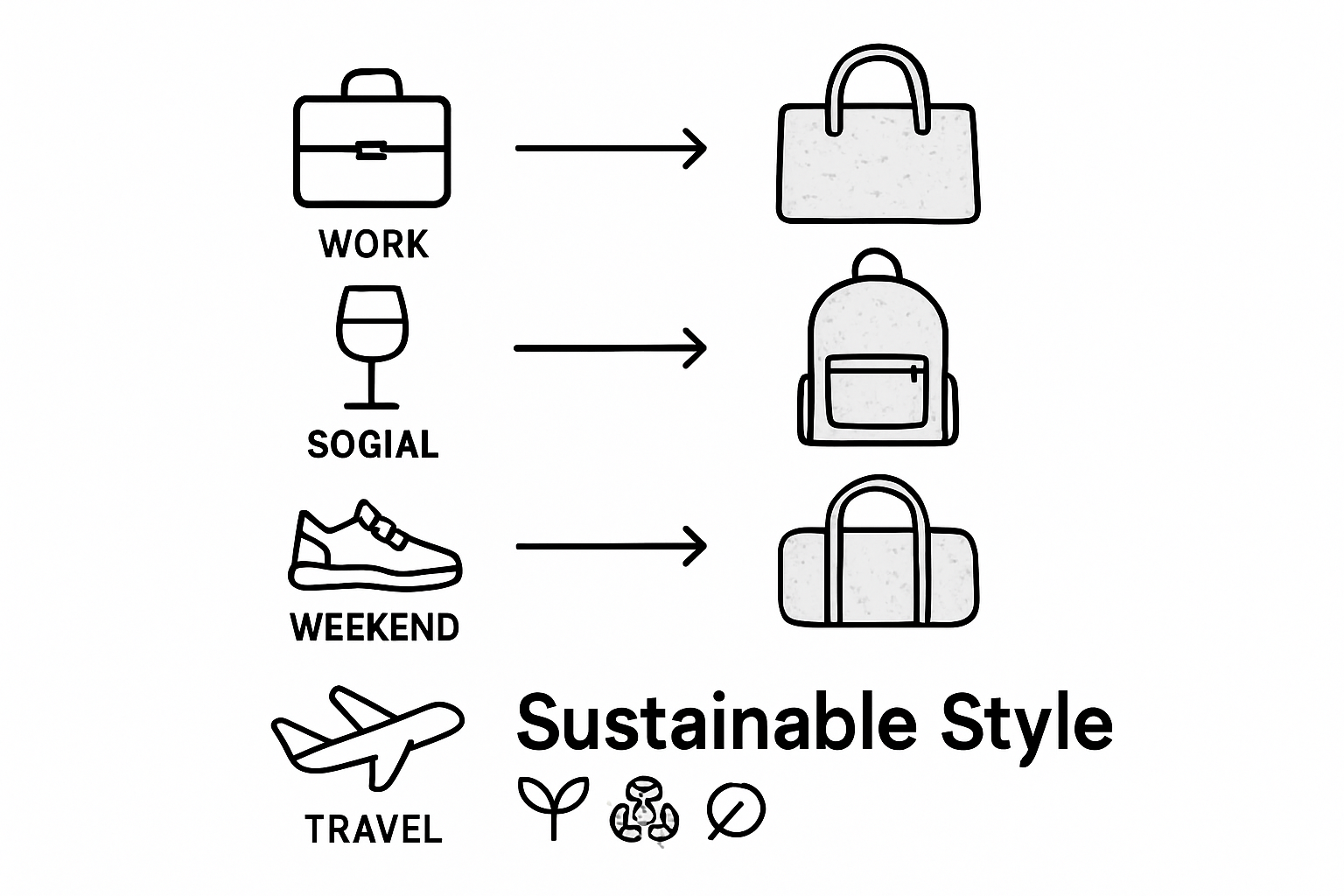 Cork bag types matched to occasions infographic
