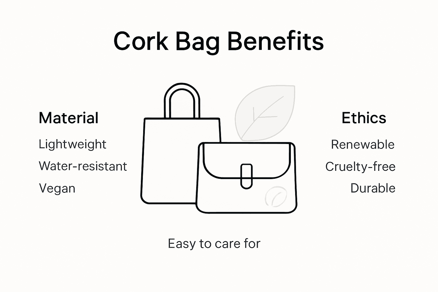 Infographic showing cork bag key benefits