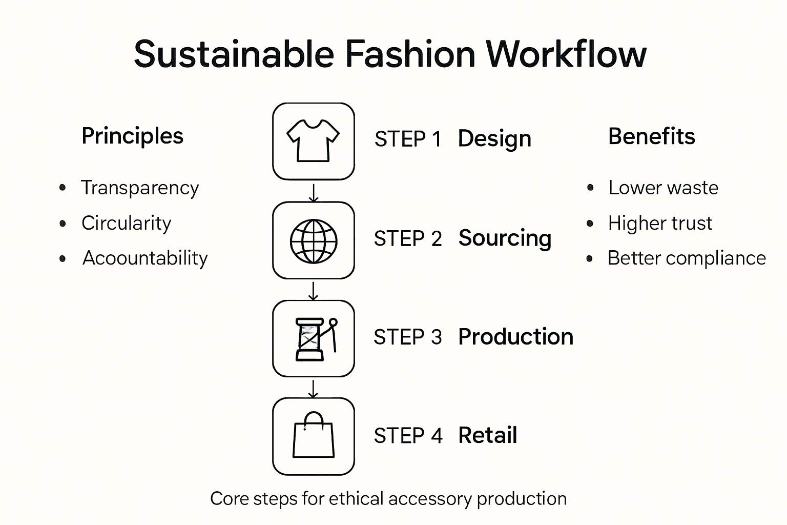 Infographic of sustainable fashion workflow steps