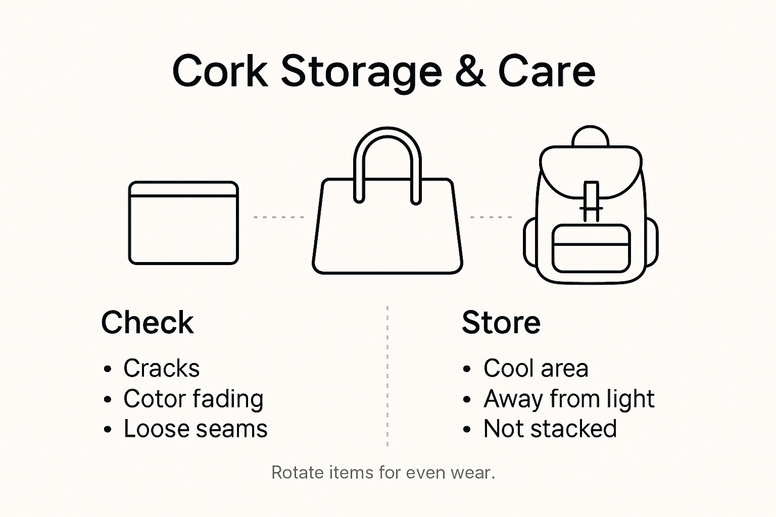 Infographic showing cork storage and care tips
