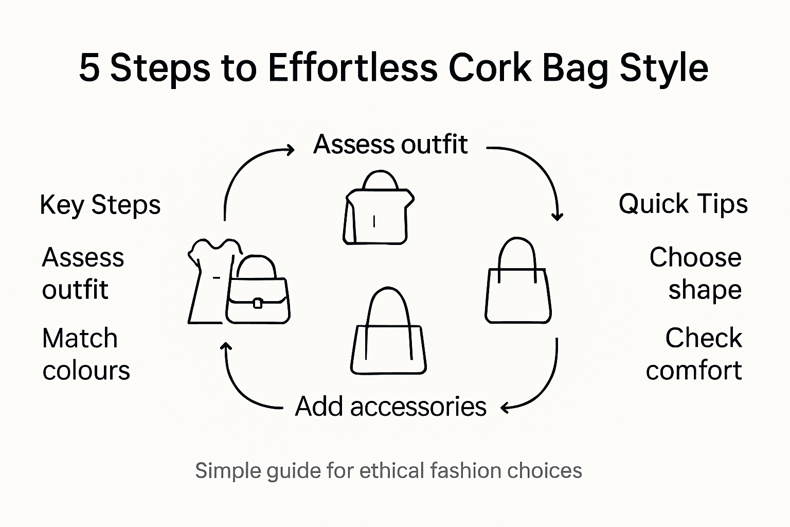 Infographic with cork bag styling steps and tips