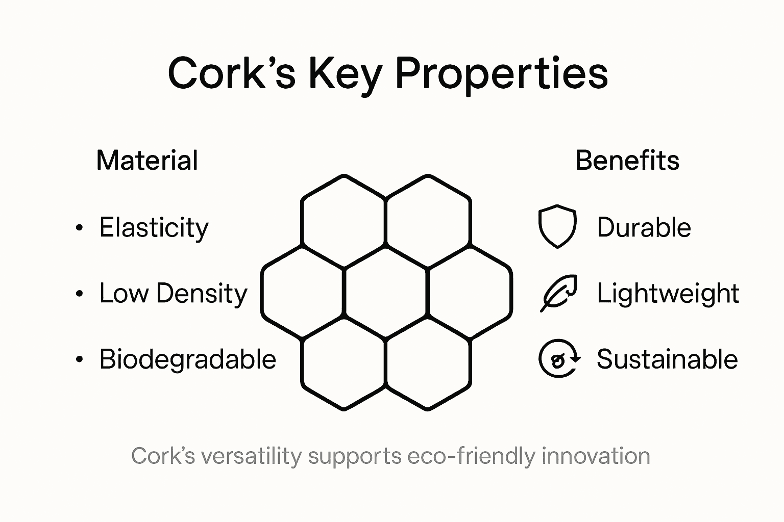 Infographic summarizing cork properties and benefits