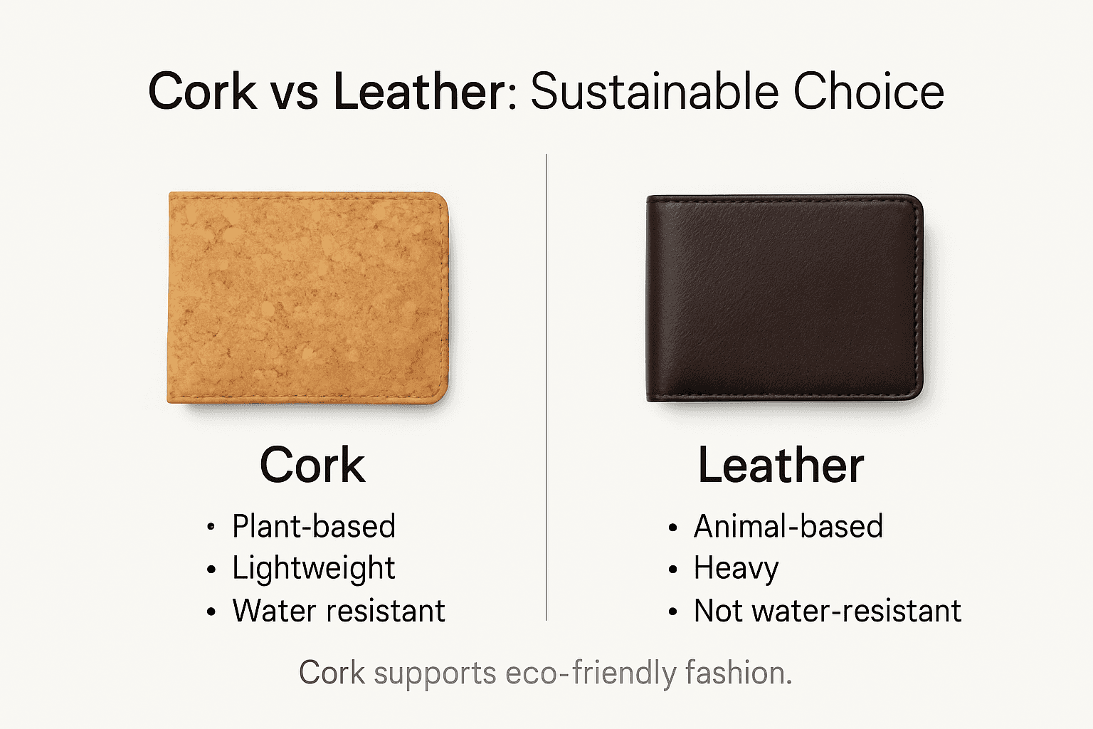 Infographic comparing cork and leather