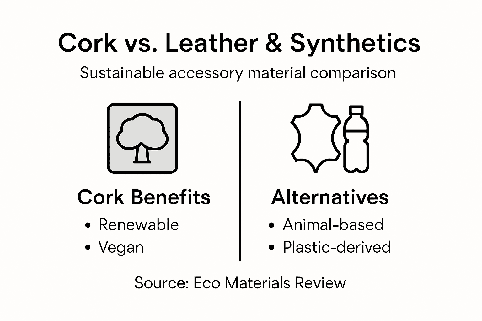 Infographic comparing cork vs leather & synthetics