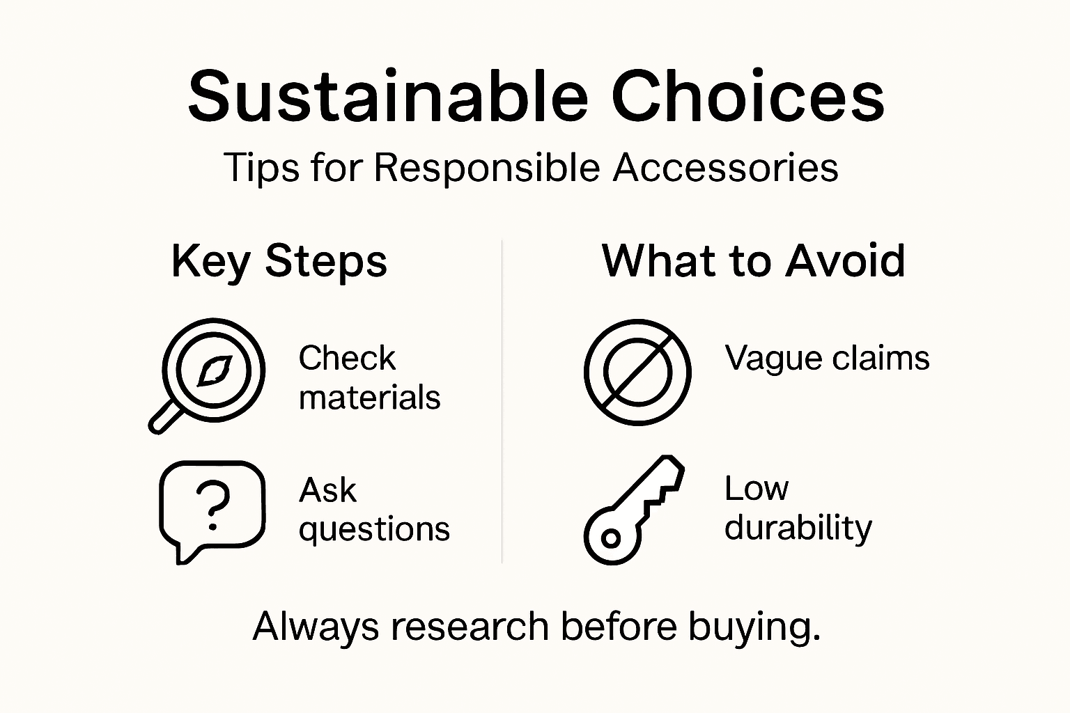 Infographic showing responsible accessory choices