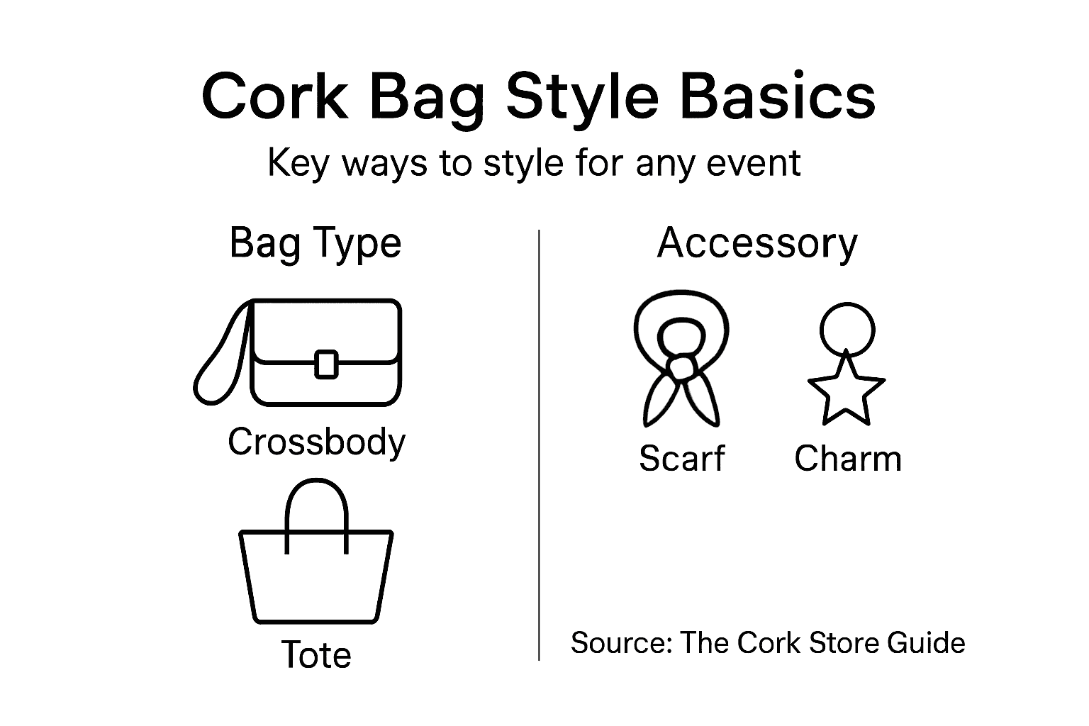 Infographic of cork bag styling options