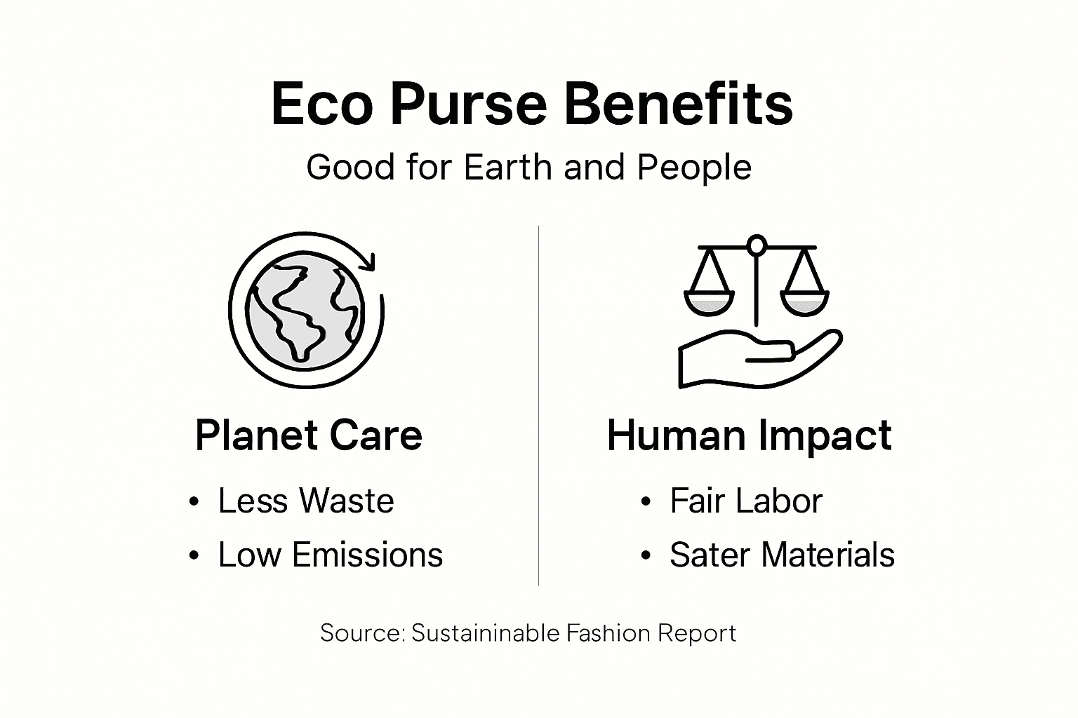Infographic with eco purse environmental and social benefits