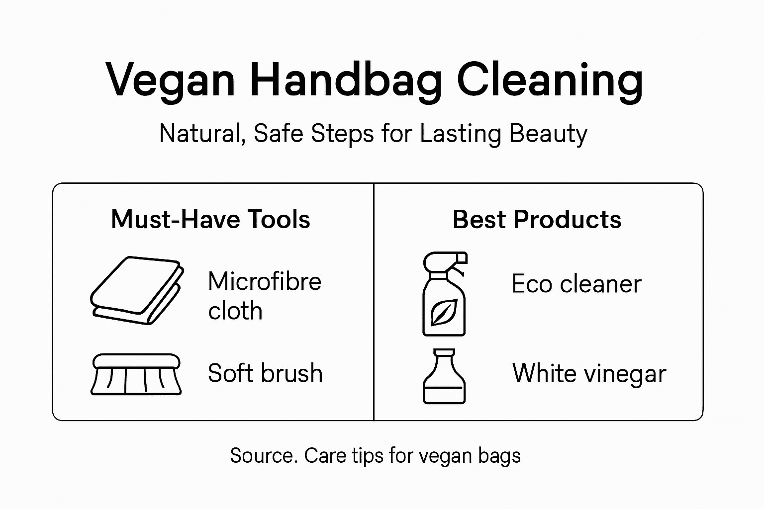 Infographic showing vegan handbag cleaning steps