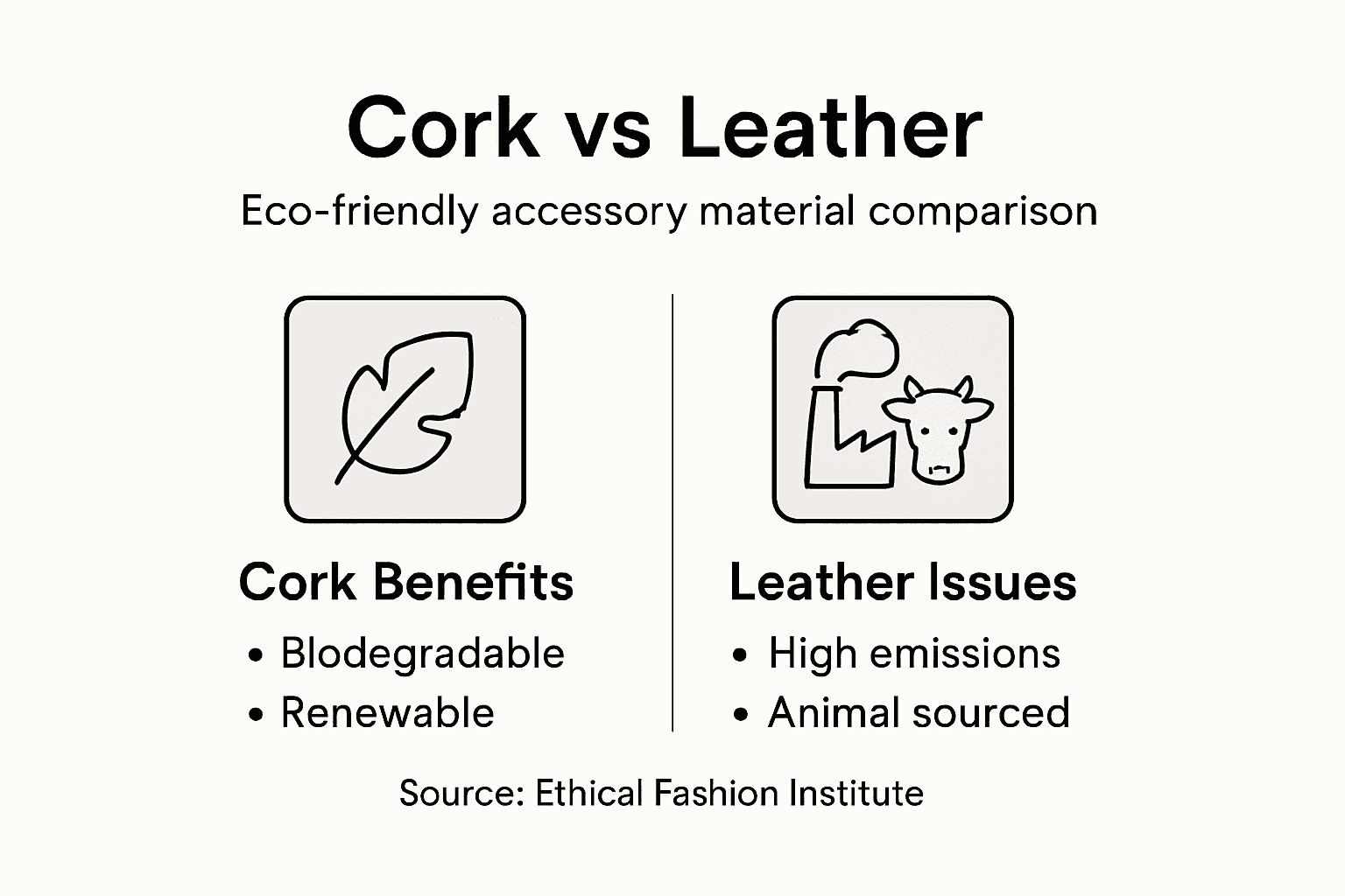 Infographic comparing cork and leather sustainability