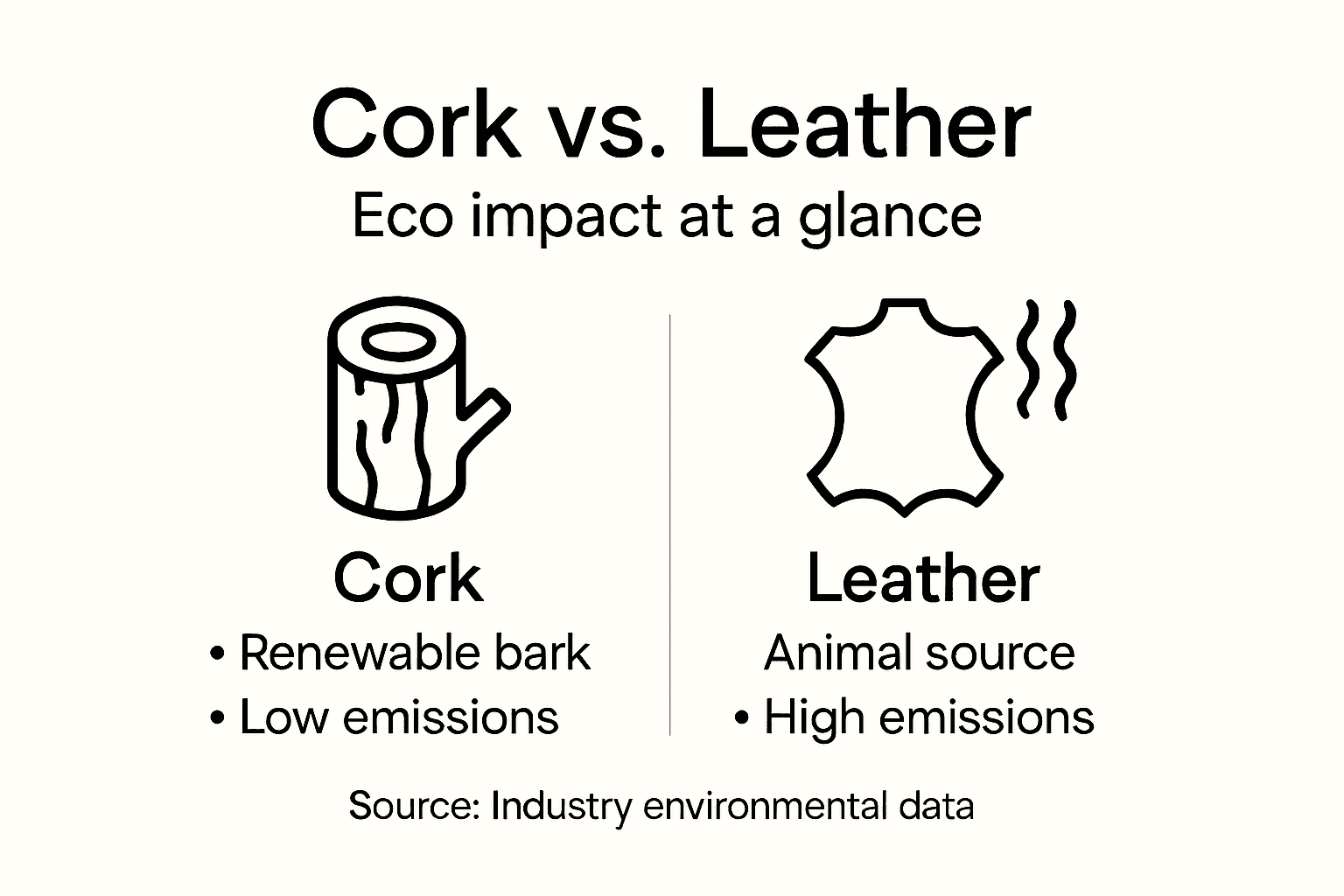 Eco impact of cork versus leather infographic