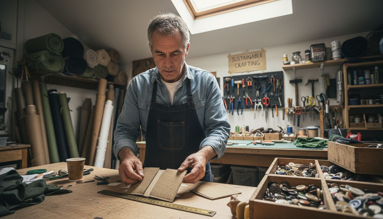 Man crafting with sustainable material scraps