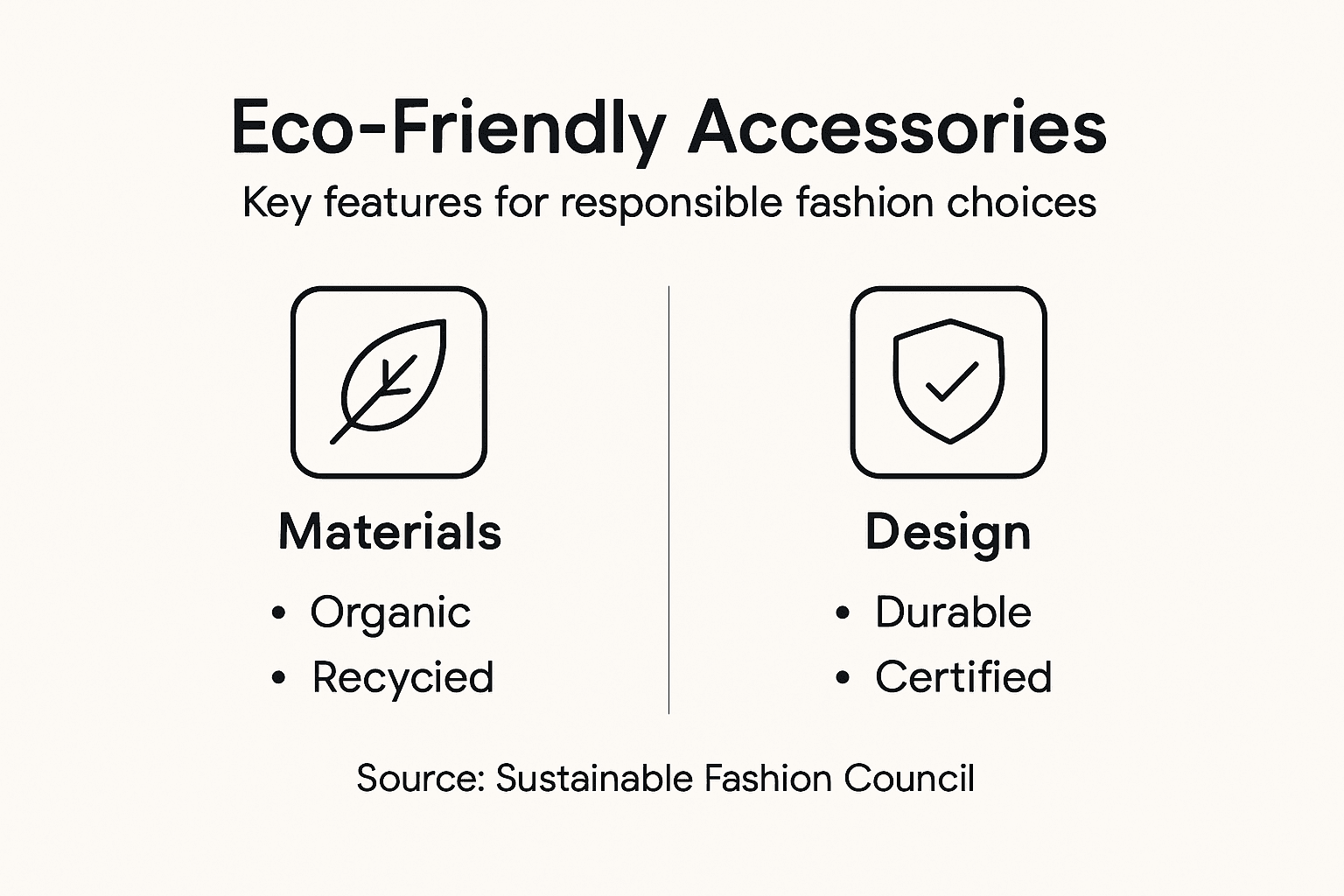 Infographic summarizing eco-friendly accessory features